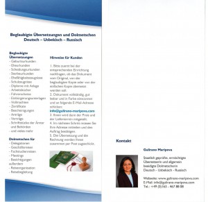 Flyer mit den Hinweisen Gulirano Maripova_DE